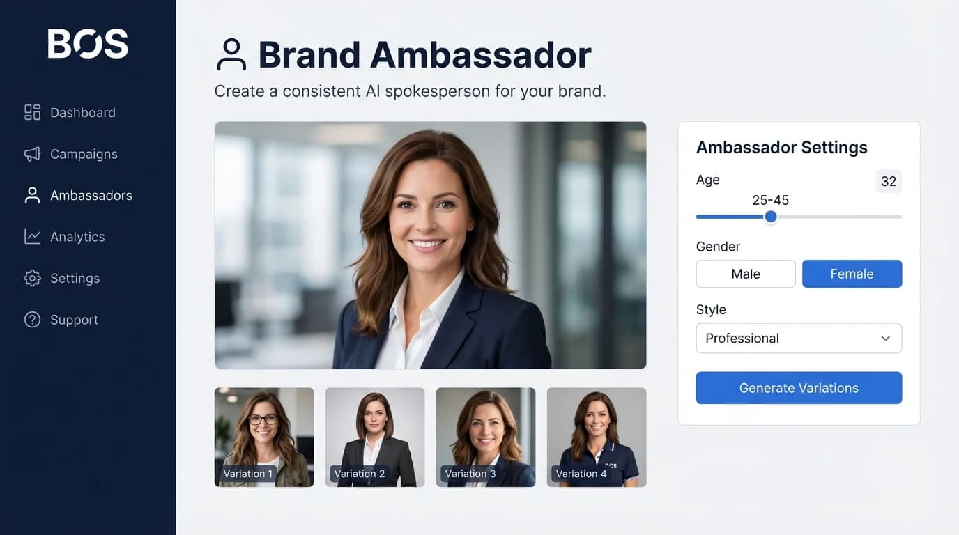 AI-generated brand ambassador settings
